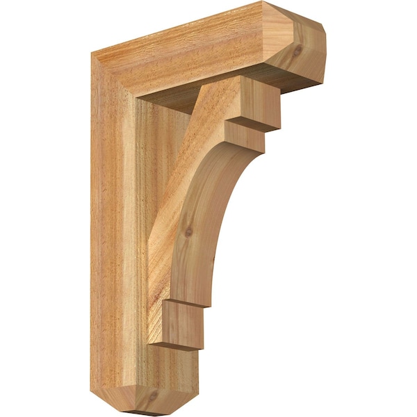 Ekena Millwork Merced Craftsman Rough Sawn Bracket w/ Offset Brace, Western Red Cedar, 6"W x 16"D x 24"H BKT0604X16X24MRC04RWR - main